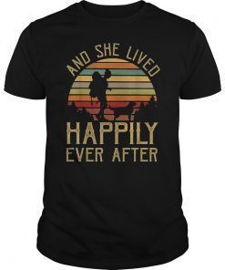 Dog Hiking girl and she lived happily ever after t-shirt