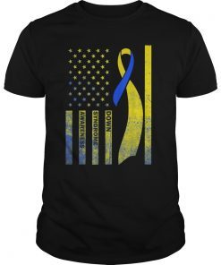 Down Syndrome Awareness Shirts American Flag Ribbon Tee