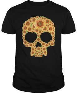 Floral Skull Sunflower T-Shirt For Girls Boys