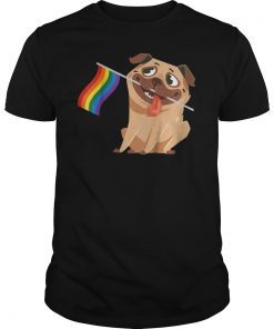 Funny Gay Lesbian Pride Pug LGBT Flag T-Shirt