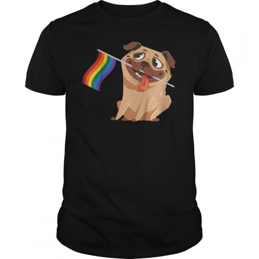 Funny Gay Lesbian Pride Pug LGBT Flag T-Shirt