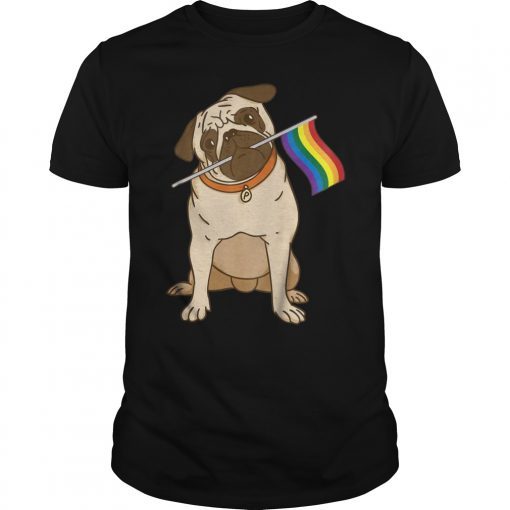 Gay Lesbian Pride Pug LGBT Flag T-Shirt