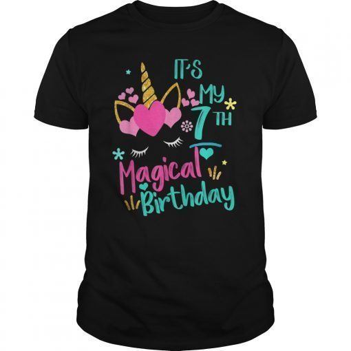 It's My 7th Magical Bday Girls Unicorn Bday Shirt