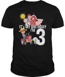 It's My Bday Farm Theme Bday Gift 3 Yrs Old Shirt