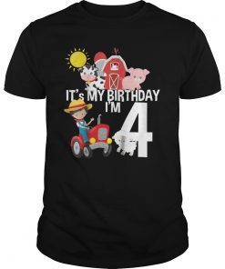 It's My Bday Farm Theme Bday Gift 4 Yrs Old Shirt