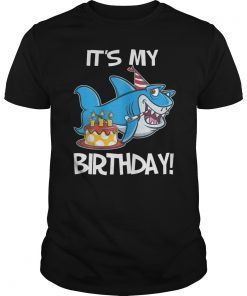 It's My Bday Shark T Shirt Gift for Girls Boys Adults