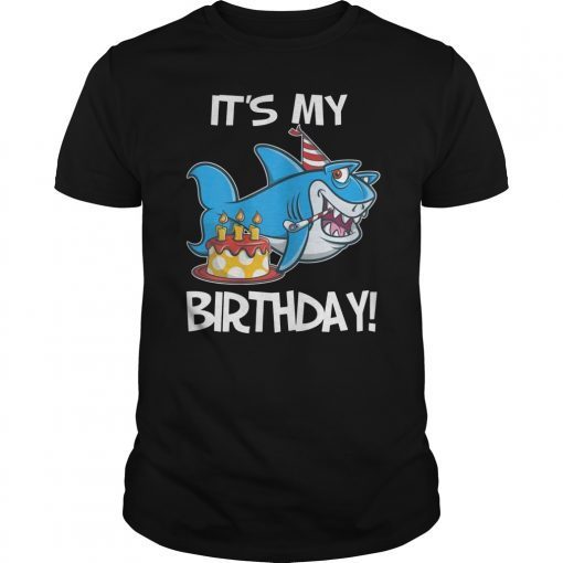 It's My Bday Shark T Shirt Gift for Girls Boys Adults