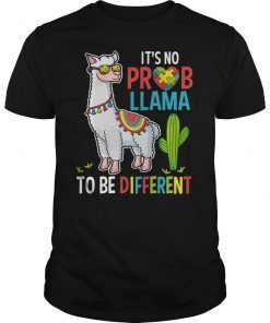 It's No Prob-Llama To Be Different Autism Llama T-Shirt Gift