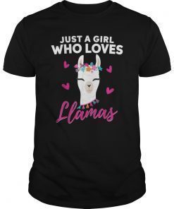 Just A Girl Who Loves Llamas T Shirt Heart Love Gift