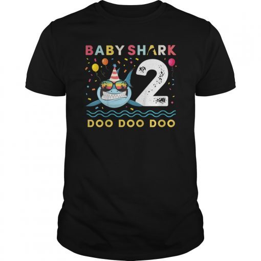 Kids Baby Shark Shirt Toddler 2nd bday 2 Year Old Boy or Girl