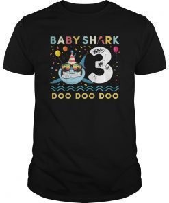 Kids Baby Shark Shirt Toddler 3rd bday 3 Year Old Boy or Girl