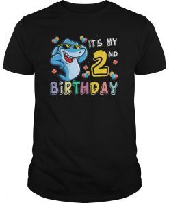 Kids It's My 2 2nd Bday Gift Shark T-Shirt For Boy Girl