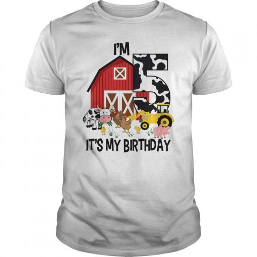 Kids It's My Bday I'm 5, Tractor 5 years old Bday Shirt