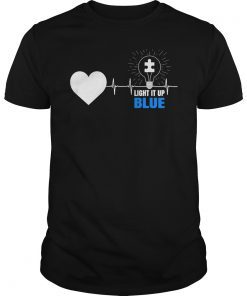 Light It Up Blue Heartbeat Autism Shirt Gifts for Blue Light