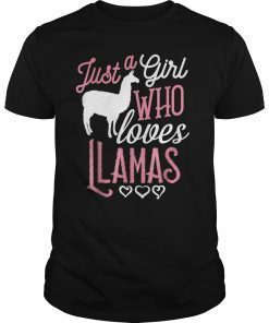 Llama Shirt Just a Girl Loves Llamas Funny Gift T-Shirt