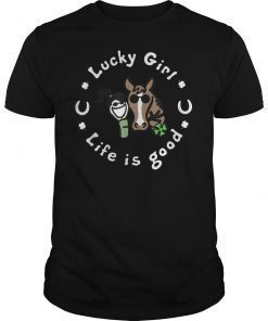 Lucky Girl Life Is Good Horse Shamrock T-Shirt