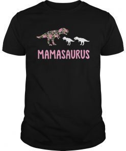Mamasaurus Dinosaur Floral T-Shirt Mom Of 2 Tee