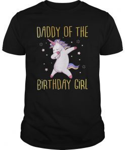 Mens Daddy of the Bday Girl Dabbing Unicorn Family T-Shirt