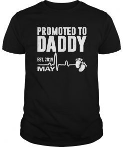 Mens Promoted To Daddy Est 2019 May T-Shirt Expecting Father
