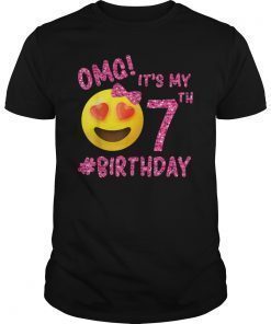 OMG It's My 7th Bday Emoji Shirt For Bday Girls