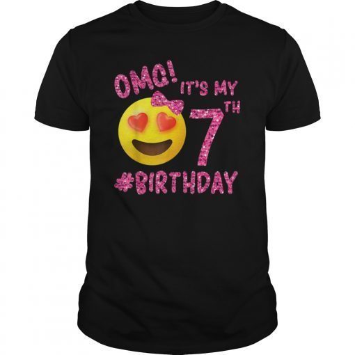 OMG It's My 7th Bday Emoji Shirt For Bday Girls