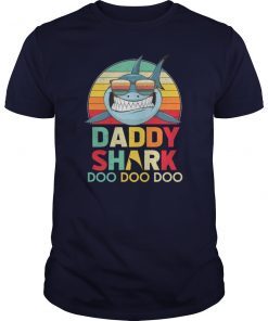 Retro Vintage Daddy Sharks Tshirt gift for Father