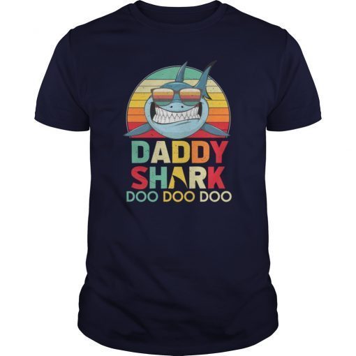 Retro Vintage Daddy Sharks Tshirt gift for Father