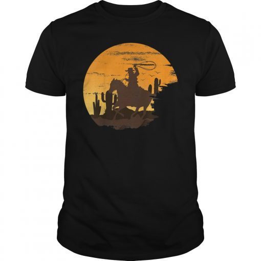 Saddle Western Cowboy Shirt Retro Vintage Western Sunset