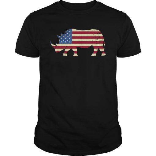 Save The Chubby Unicorns T Shirt USA Flag Rhino Rhinoceros