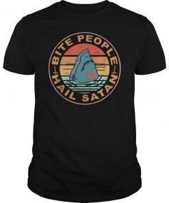 Shark Bite People Hail Satan Funny T-Shirt