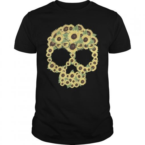 Skull Hippie Sunflower Funny T-Shirt