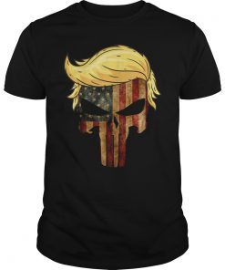 Skull with iconic trump hair president supporter tshirt