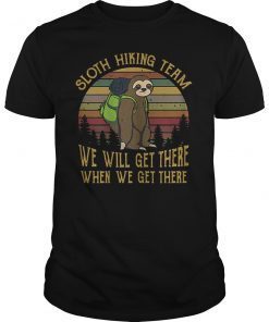 Sloth Hiking Team Retro Vintage Sunset T-Shirt