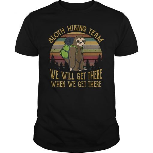 Sloth Hiking Team Retro Vintage Sunset T-Shirt