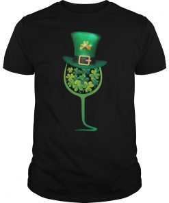 St Patricks Day Shamrock Wine Glass Funny Drinking T-Shirt