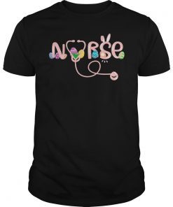 Stethoscope Nurse Tail Easter Bunny Colorful Eggs Funny Shirt
