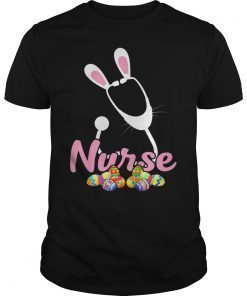 Stethoscope Nurse Tail Easter Bunny Colorful Eggs T-Shirt