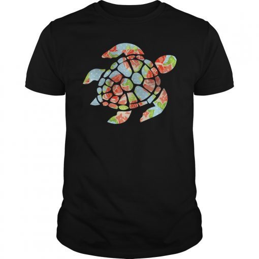 Summer T-Shirts for Family Members Sea Flower Turtle Shirt