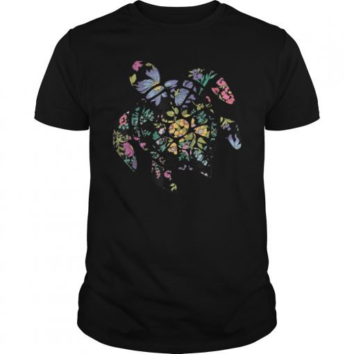 Summer Tee Shirt for Family Members Sea Flower Turtle