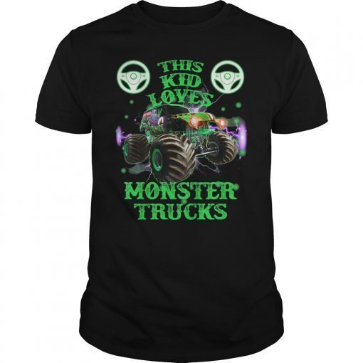 This Kid Loves Monster Trucks T Shirt Gift for Boys Girls