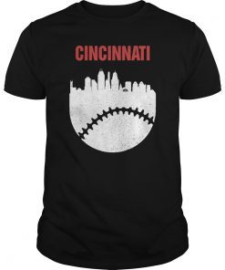 Vintage Cincinnati Cityscape Baseball Retro Shirt