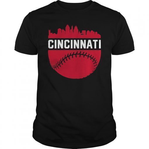 Vintage Downtown Cincinnati Ohio Skyline Baseball Shirt