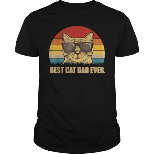 Vintage Retro Best Cat Dad Ever Shirt Cat Love