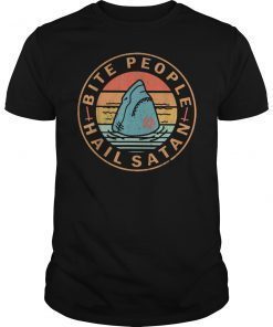Vintage Shark Bite People Hail Satan Shirt