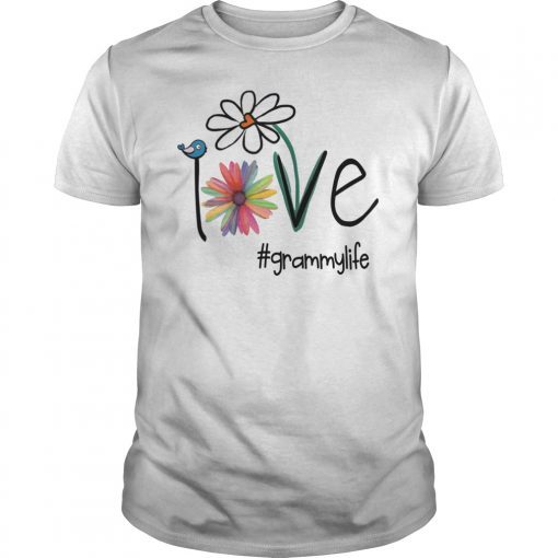 Womens Love Grammy Life Art Flower T-Shirt