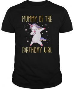 Womens Mommy of the Bday Girl Dabbing Unicorn Family T-Shirt