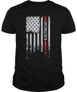 American flag with Electrician Tshirt for women men father