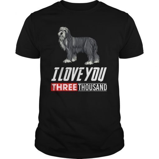 Bearded Collie Dog Lovers T-Shirt I Love You 3000 Tee