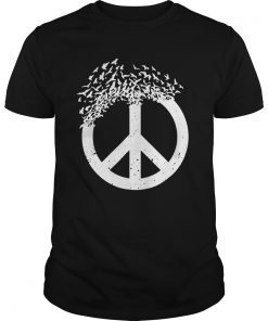 Dove Birds Peace Sign T-Shirt - Doves 70s Retro Tee