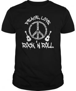 Funny Rock'n Roll T-Shirt Peace Love and Rock and Roll Tee